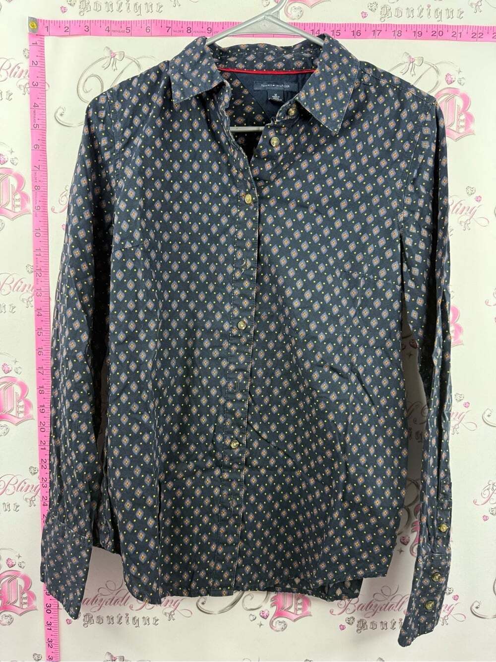Tommy Hilfiger shirt Navy Button-Down with Small Geometric Print